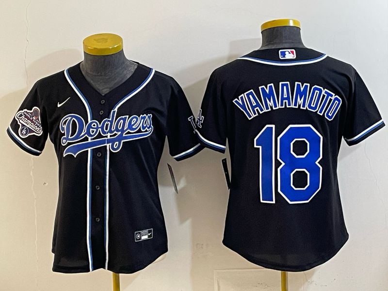 Youth 2026 Los Angeles Dodgers #18 Yamamoto Black Game Nike MLB Jersey style 0010->youth mlb jersey->Youth Jersey
